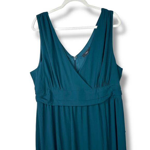 Lulus NWT Thoughts of Hue Emerald Green Surplice V-Neck Sleeveless Maxi Dress - Picture 5 of 10